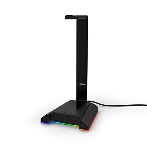 uRage Headset-Stand “AFK 300 Illuminated”, schwarz, Gaming-Headset-Ständer aus robustem Metall, bis 2,2 kg, Over-Ear & On-Ear, rutschfeste Unterseite, inkl. LED-Beleuchtung Bild 1
