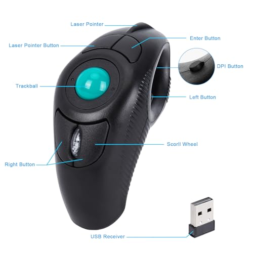 IMAGE Trackball Maus Kabellose USB Handheld Funkmaus mit Laser für Rechts- oder Linkshänder Bild 2