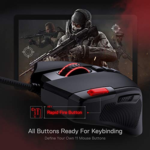 Redragon M612 Predator RGB Gaming Maus, 8000 DPI kabelgebundene optische Maus mit 11 programmierbaren Tasten & 5 Hintergrundbeleuchtungsmodi, Software unterstützt DIY Keybinds Rapid Bild 5