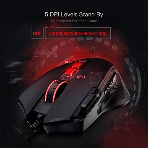 Redragon M612 Predator RGB Gaming Maus, 8000 DPI kabelgebundene optische Maus mit 11 programmierbaren Tasten & 5 Hintergrundbeleuchtungsmodi, Software unterstützt DIY Keybinds Rapid Bild 6