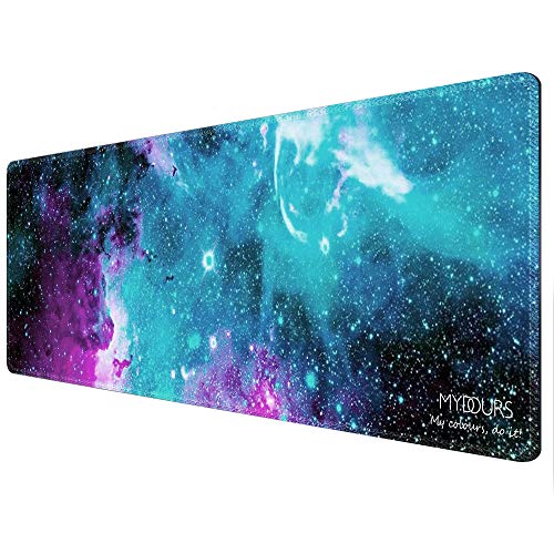 Mydours Langes Mauspad, 120x40cm Gaming Mauspad XXL, Professionelles Mauspad mit Rutschfestem Gummiboden, Unterlage für Computer Tastatur PC Gaming, Galaxy Universe Style Pad mit Abgesteppten Rändern Bild 1