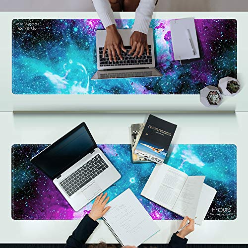 Mydours Langes Mauspad, 120x40cm Gaming Mauspad XXL, Professionelles Mauspad mit Rutschfestem Gummiboden, Unterlage für Computer Tastatur PC Gaming, Galaxy Universe Style Pad mit Abgesteppten Rändern Bild 4