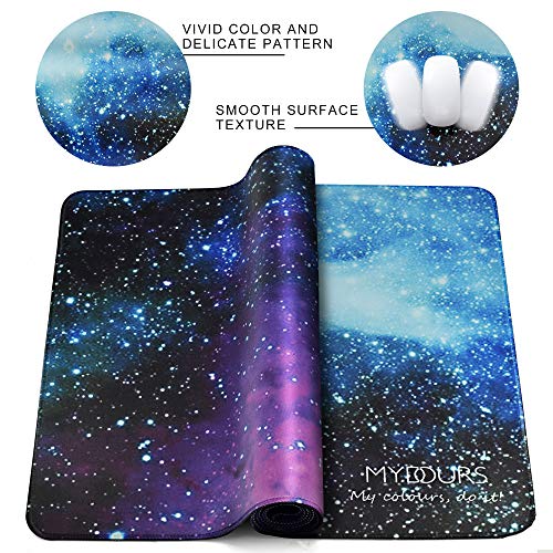 Mydours Langes Mauspad, 120x40cm Gaming Mauspad XXL, Professionelles Mauspad mit Rutschfestem Gummiboden, Unterlage für Computer Tastatur PC Gaming, Galaxy Universe Style Pad mit Abgesteppten Rändern Bild 5