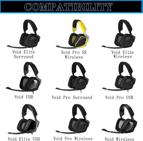 Ersatz-Ohrpolster, Ohrmuscheln, kompatibel mit Corsair Void & Corsair Void Pro kabelgebundenen und kabellosen Gaming-Headsets 7.1, Memory-Schaum, Reparaturteile (Stoffschaum + Stirnband) Bild 2