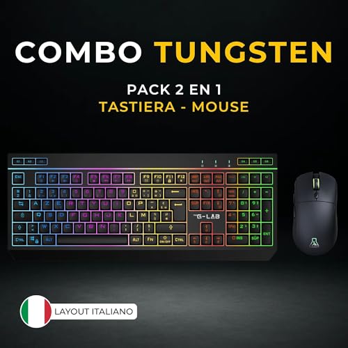 THE G-LAB Combo Tungsten - Kabellose Gaming-Tastatur mit Hintergrundbeleuchtung - Italienisch + 2400 DPI Maus für PC/PS4/PS5/Xbox One/Xbox X-Serie X/S Bild 2