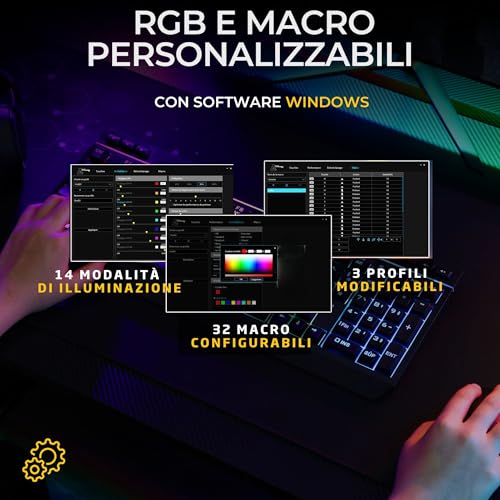 THE G-LAB Combo Tungsten - Kabellose Gaming-Tastatur mit Hintergrundbeleuchtung - Italienisch + 2400 DPI Maus für PC/PS4/PS5/Xbox One/Xbox X-Serie X/S Bild 6
