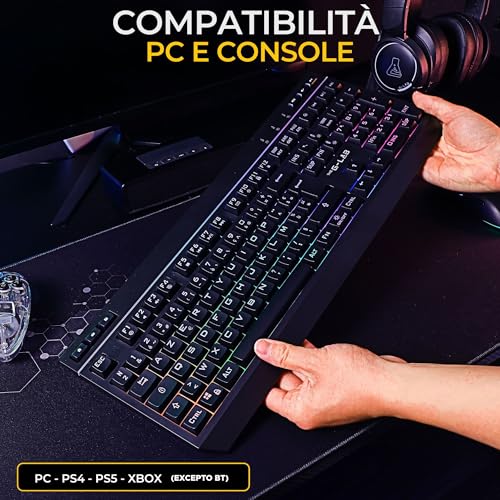 THE G-LAB Combo Tungsten - Kabellose Gaming-Tastatur mit Hintergrundbeleuchtung - Italienisch + 2400 DPI Maus für PC/PS4/PS5/Xbox One/Xbox X-Serie X/S Bild 7