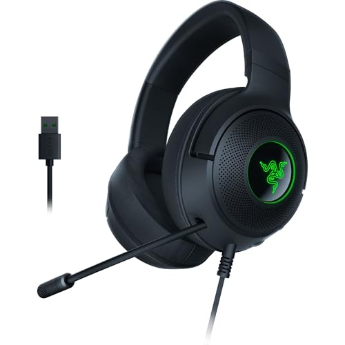 Razer Kraken V3 X - Kabelgebundenes USB-Gaming-Headset (Ultraleichter Kopfhörer, TriForce 40-mm-Treiber, HyperClear-Mikrofon mit Nierencharakteristik, 7.1 Surround Sound, RGB Chroma) Schwarz Bild 1