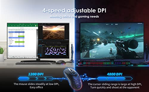 Gaming Maus mit Waben, 7200 DPI Einstellbarer Leichte USB Honeycomb Gaming Mäuse RGB, 7 Programmierbare Tasten Laptop Computer Ergonomische PC Gamer Gaming Mouse mit 1,67m Geflochtenen Kabel Bild 3
