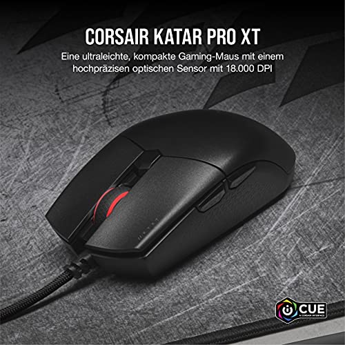 Corsair KATAR PRO XT Kabelgebundene Ultra-Light FPS Gaming Maus - 18.000 DPI - Symmetrische Form - Quickstrike Tasten - iCUE Kompatibel - PC, Mac, PS5, PS4, Xbox - Schwarz Bild 3
