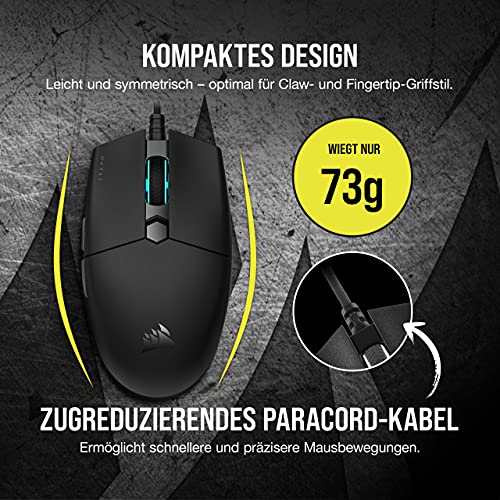Corsair KATAR PRO XT Kabelgebundene Ultra-Light FPS Gaming Maus - 18.000 DPI - Symmetrische Form - Quickstrike Tasten - iCUE Kompatibel - PC, Mac, PS5, PS4, Xbox - Schwarz Bild 5