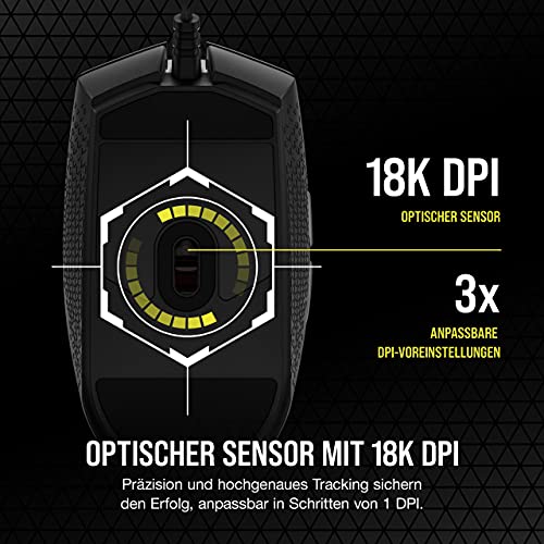 Corsair KATAR PRO XT Kabelgebundene Ultra-Light FPS Gaming Maus - 18.000 DPI - Symmetrische Form - Quickstrike Tasten - iCUE Kompatibel - PC, Mac, PS5, PS4, Xbox - Schwarz Bild 6
