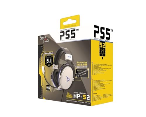 Steelplay -HP-52, Kabelgebundenes Gaming-Headset, Stereo-Sound, Drehmikrofon, Bedienelemente, 3,5-mm-Buchse - Für PS4, Switch, Xbox One, PC, Mac, Computer, Laptop, - weib Bild 3