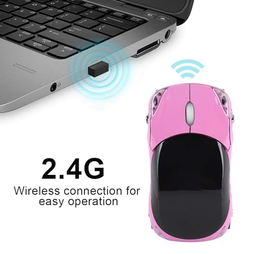 Dpofirs 2.4G Auto geformte drahtlose Maus, 1600DPI optische Maus, 2.4GHz drahtlose Übertragung, 3 Tasten mit Scrollrad, für PC Laptop Tablet Gaming Office(Rosa) Bild 4
