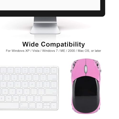 Dpofirs 2.4G Auto geformte drahtlose Maus, 1600DPI optische Maus, 2.4GHz drahtlose Übertragung, 3 Tasten mit Scrollrad, für PC Laptop Tablet Gaming Office(Rosa) Bild 5