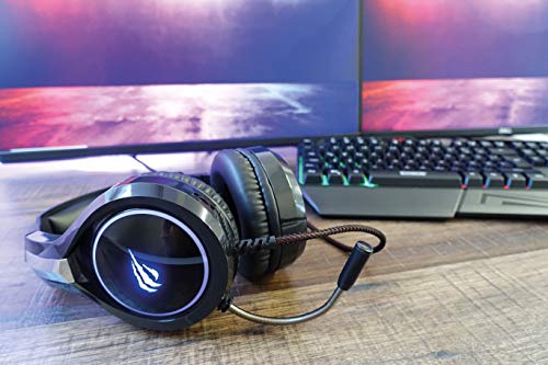SCHWAIGER GH50 Gaming Headset Kopfhörer Over-Ear LED RBG Licht Flexibles Mikrofon Schaumstoff-Ohrpolster anpassbarer Kopfhörerbügel USB Noise Cancelling kabelgebunden 2,2m Bild 5