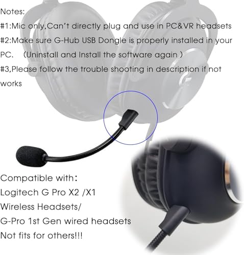 sciuU Ersatz Boom Mikrofon kompatibel mit Logitech G PRO X2, G PRO X Wireless & G PRO Wired Gaming Headsets - abnehmbares 3,5 mm Gaming Mic mit Noise Cancelling & kristallklarem Klang - nur Mikrofon Bild 3