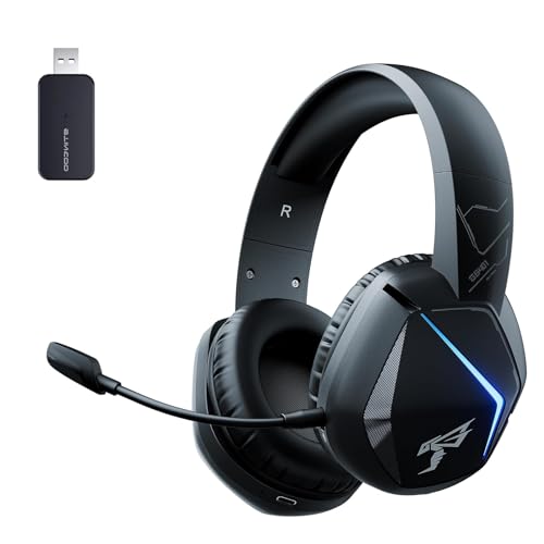 Somic 2.4G Wireless-Gaming-Headset für PS4, PS5, PC mit abnehmbarem Mikrofon und RGB-Regenbogen-LED, Surround-Sound, Bass, Over-Ear-Kopfhörer mit Spiel/Audio/Live-Broadcast-Soundmodus Bild 1