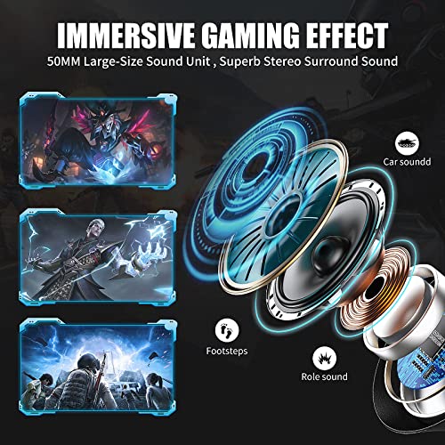 Somic 2.4G Wireless-Gaming-Headset für PS4, PS5, PC mit abnehmbarem Mikrofon und RGB-Regenbogen-LED, Surround-Sound, Bass, Over-Ear-Kopfhörer mit Spiel/Audio/Live-Broadcast-Soundmodus Bild 3