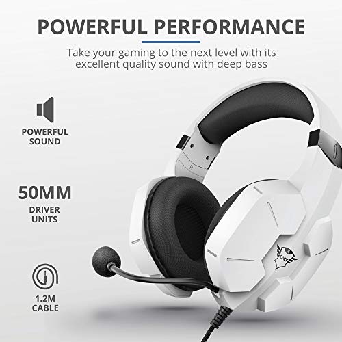 Trust Gaming Headset für PS4 und PS5 GXT 323W Carus - Kabelgebundene Gaming-Kopfhörer mit Mikrofon für PlayStation 4/5, Einstellbarer Kopfbügel, Komfortable Ohrpolster - Weiß, one Size Bild 2