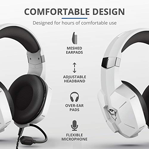 Trust Gaming Headset für PS4 und PS5 GXT 323W Carus - Kabelgebundene Gaming-Kopfhörer mit Mikrofon für PlayStation 4/5, Einstellbarer Kopfbügel, Komfortable Ohrpolster - Weiß, one Size Bild 3