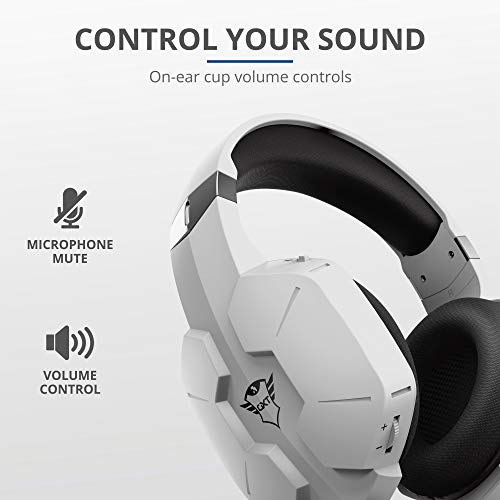 Trust Gaming Headset für PS4 und PS5 GXT 323W Carus - Kabelgebundene Gaming-Kopfhörer mit Mikrofon für PlayStation 4/5, Einstellbarer Kopfbügel, Komfortable Ohrpolster - Weiß, one Size Bild 4