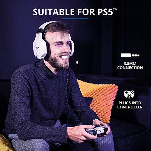 Trust Gaming Headset für PS4 und PS5 GXT 323W Carus - Kabelgebundene Gaming-Kopfhörer mit Mikrofon für PlayStation 4/5, Einstellbarer Kopfbügel, Komfortable Ohrpolster - Weiß, one Size Bild 5