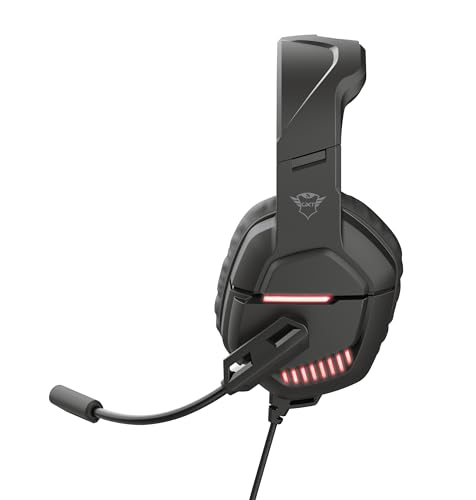Trust Gaming Headset für PC mit LED-Beleuchtung GXT 448 Nixxo - Kabelgebundene Gaming-Kopfhörer mit Wegklappbare Flexible Mikrofon, 2.3 m Geflechtkabel, 3,5 mm, PC/Laptop - Schwarz, One Size Bild 4