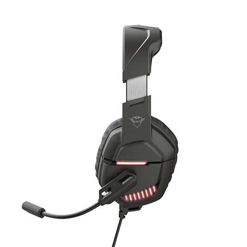 Trust Gaming Headset für PC mit LED-Beleuchtung GXT 448 Nixxo - Kabelgebundene Gaming-Kopfhörer mit Wegklappbare Flexible Mikrofon, 2.3 m Geflechtkabel, 3,5 mm, PC/Laptop - Schwarz, One Size Bild 5