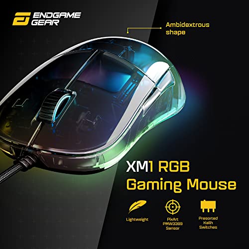 ENDGAME GEAR XM1 RGB Gaming Maus - Optischer PWM3389 Sensor 50:16.000 DPI - 5 Tasten, GM 4.0 60M Switches, 1 ms Taster-Reaktionszeit – USB Ergonomische Leichte Maus - 82g - Dark Reflex Bild 2
