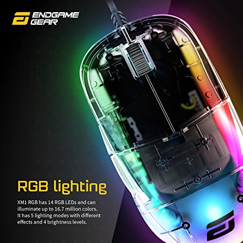 ENDGAME GEAR XM1 RGB Gaming Maus - Optischer PWM3389 Sensor 50:16.000 DPI - 5 Tasten, GM 4.0 60M Switches, 1 ms Taster-Reaktionszeit – USB Ergonomische Leichte Maus - 82g - Dark Reflex Bild 3