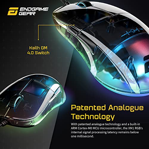 ENDGAME GEAR XM1 RGB Gaming Maus - Optischer PWM3389 Sensor 50:16.000 DPI - 5 Tasten, GM 4.0 60M Switches, 1 ms Taster-Reaktionszeit – USB Ergonomische Leichte Maus - 82g - Dark Reflex Bild 4