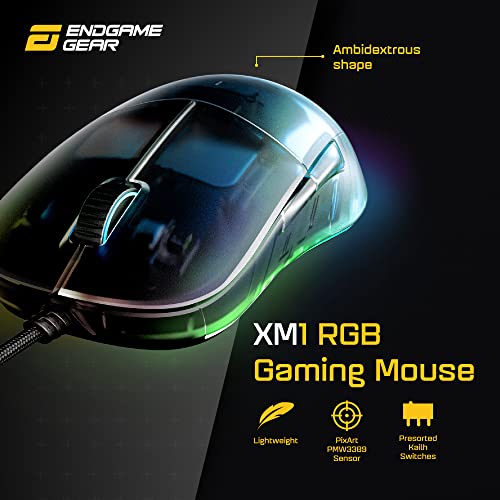ENDGAME GEAR XM1 RGB Gaming Maus - Optischer PWM3389 Sensor - 50:16.000 DPI - 5 Tasten – GM 4.0-60M Switches - 1 ms Taster Reaktionszeit – USB Ergonomische Leichte Maus 82g - Dark Frost Bild 2