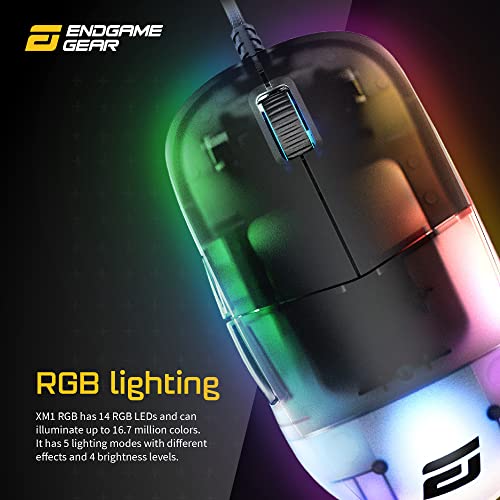 ENDGAME GEAR XM1 RGB Gaming Maus - Optischer PWM3389 Sensor - 50:16.000 DPI - 5 Tasten – GM 4.0-60M Switches - 1 ms Taster Reaktionszeit – USB Ergonomische Leichte Maus 82g - Dark Frost Bild 3