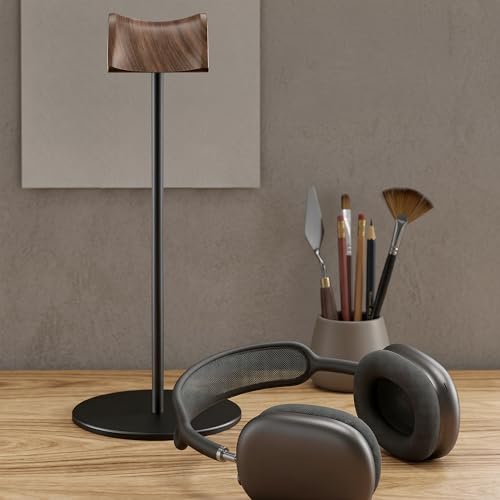 Kopfhörerhalter, Halterung aus Walnuss und Aluminium, Halterung für Gaming-Headsets mit Solider Basis, schwer, für alle Kopfhörer (schwarz) Bild 7