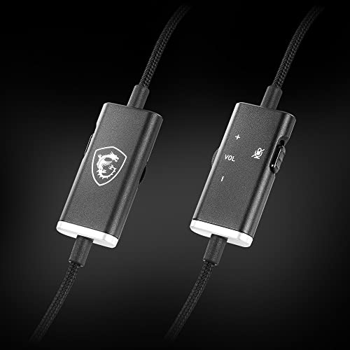 MSI IMMERSE GH20 GAMING HEADSET - Stereo-Kopfhörer, leichtes, anpassbares Design, 40mm Neodym-Treiber, anpassbares Mikrofon, Inline-Steuerung, 3,5mm Klinkenstecker & Y-Adapter - kabelgebunden, Schwarz Bild 7