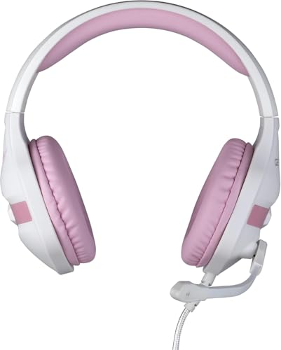 Konix Geek Girl Gaming-Kopfhörer Crystal mit Kabel für PS4, PS5, Switch, Xbox One und Series X|S - Mikrofon - 1,5 m Kabel - 3,5 mm Klinkenstecker - Weiß und Rosa Bild 2