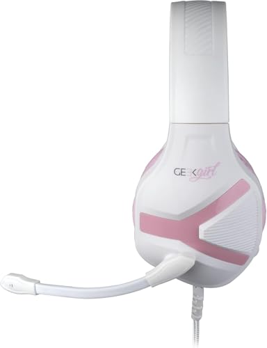 Konix Geek Girl Gaming-Kopfhörer Crystal mit Kabel für PS4, PS5, Switch, Xbox One und Series X|S - Mikrofon - 1,5 m Kabel - 3,5 mm Klinkenstecker - Weiß und Rosa Bild 3