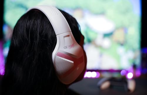 Konix Geek Girl Gaming-Kopfhörer Crystal mit Kabel für PS4, PS5, Switch, Xbox One und Series X|S - Mikrofon - 1,5 m Kabel - 3,5 mm Klinkenstecker - Weiß und Rosa Bild 5