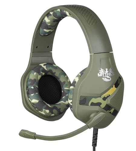Konix Mythics Kabelgebundenes Gaming-Headset Nemesis PS4, PS5, Switch und Xbox - Mikrofon - 1,5 m Kabel - 3,5 mm Klinkenstecker - Motiv Camouflage Grün Khaki Bild 1
