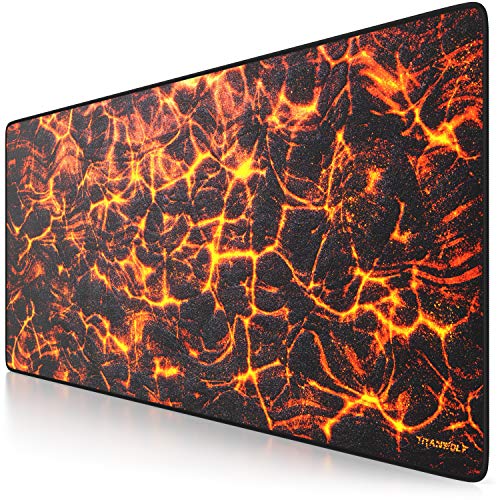 TITANWOLF - XXL Speed Gaming Mauspad Titanwolf 900 x 400mm - XXL Mousepad - Tischunterlage Large Size - verbessert Präzision und Geschwindigkeit - Lava Bild 1
