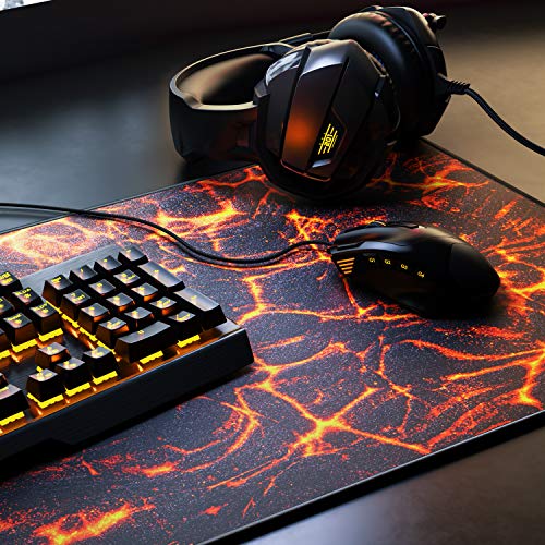 TITANWOLF - XXL Speed Gaming Mauspad Titanwolf 900 x 400mm - XXL Mousepad - Tischunterlage Large Size - verbessert Präzision und Geschwindigkeit - Lava Bild 5