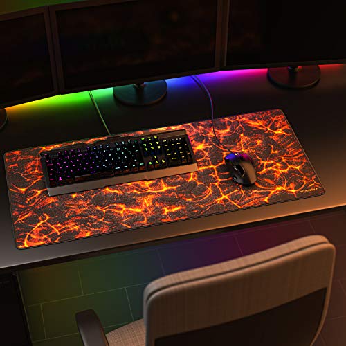 TITANWOLF - XXL Speed Gaming Mauspad Titanwolf 900 x 400mm - XXL Mousepad - Tischunterlage Large Size - verbessert Präzision und Geschwindigkeit - Lava Bild 6