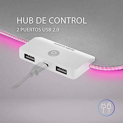 Mars Gaming MMPRGB2S XXL, Mauspad RGB 12 Modi, 2 USB 2.0, Weiß-Silber Bild 3