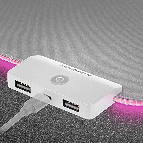 Mars Gaming MMPRGB2S XXL, Mauspad RGB 12 Modi, 2 USB 2.0, Weiß-Silber Bild 6