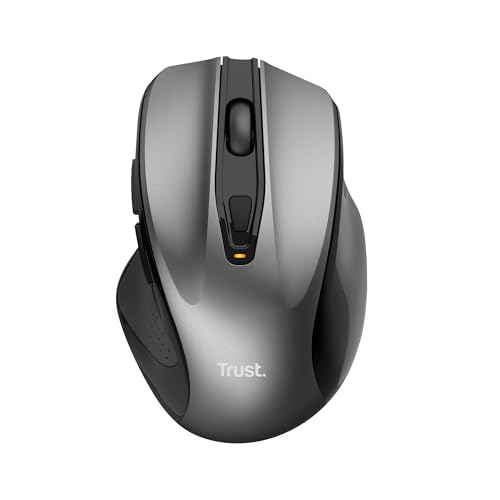Trust Nito Kabellose Maus, Ergonomische Komfortable Funkmaus mit Daumenablage, USB-Mikroempfänger, 800-2200 DPI, 6 Tasten, Batterie Enthalten, PC Mac Computer Laptop MacBook Chromebook, Schwarz Bild 1