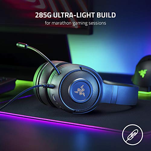 Razer Kraken V3 X Gaming Headset, 7.1 Surround Sound, Triforce 40mm Treiber, Faltbares HyperClear Nierenmikrofon, Chroma RGB Beleuchtung für PC, Classic Black Bild 2