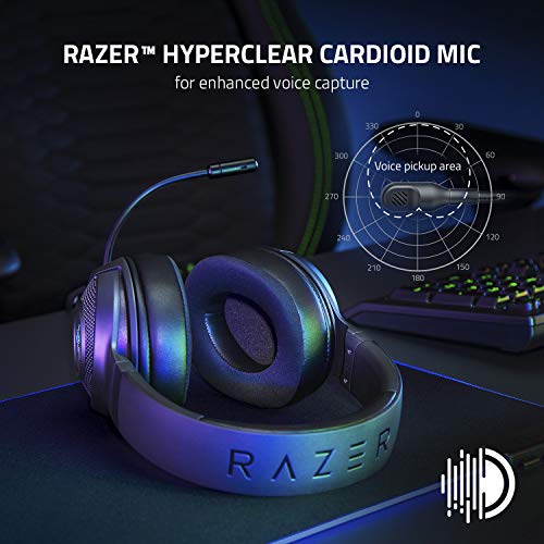 Razer Kraken V3 X Gaming Headset, 7.1 Surround Sound, Triforce 40mm Treiber, Faltbares HyperClear Nierenmikrofon, Chroma RGB Beleuchtung für PC, Classic Black Bild 4