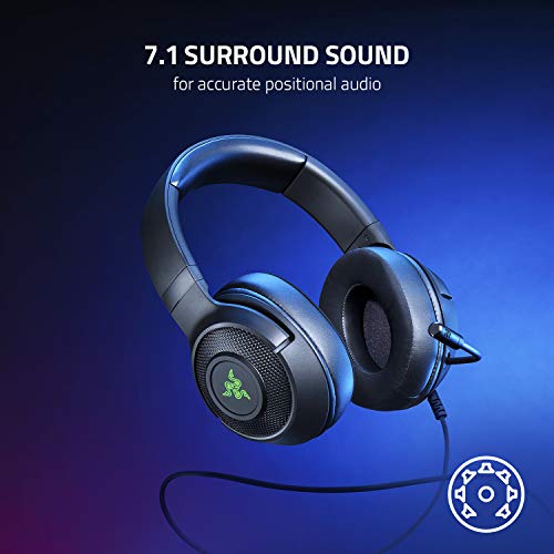Razer Kraken V3 X Gaming Headset, 7.1 Surround Sound, Triforce 40mm Treiber, Faltbares HyperClear Nierenmikrofon, Chroma RGB Beleuchtung für PC, Classic Black Bild 6