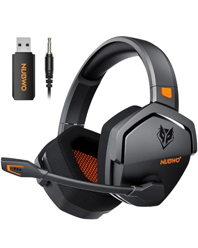 NUBWO G06 Dual Wireless Gaming Headset mit Mikrofon für PS5, PS4, PC, Mobile: 2.4 GHz Wireless + Bluetooth - 100 Stunden - 50mm -Treiber - Orange Bild 1